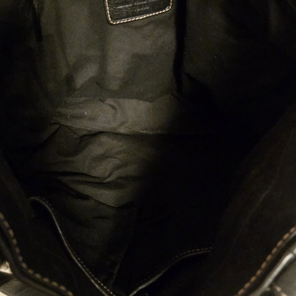 Fossil Genuine Leather Black Tote Bag Large Classic Shoulder Work Bag Key Charm - Picture 10 of 14